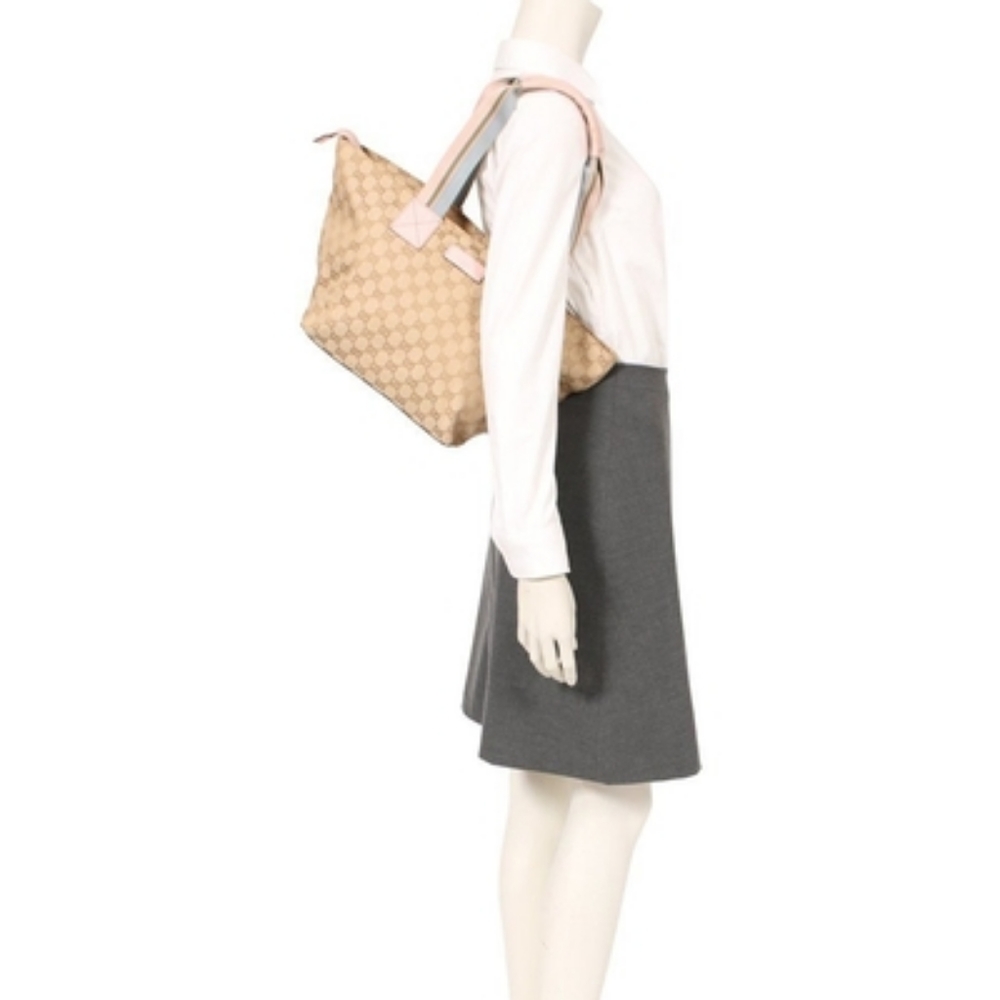 Gucci Web Handle Canvas Tote Pink/Blue